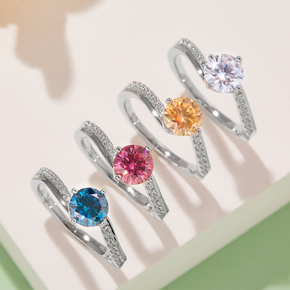 Four Prong - 1ct Moissanite Silver 925 Ring Plated in 18k Gold