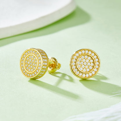 Circle-0.95ct Moissanite Silver 925 Earrings Plated in 18k Gold