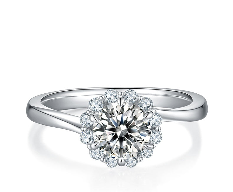 Flame - 1ct Moissanite Silver 925 Ring Plated in 18k Gold