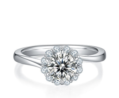 Flame - 1ct Moissanite Silver 925 Ring Plated in 18k Gold