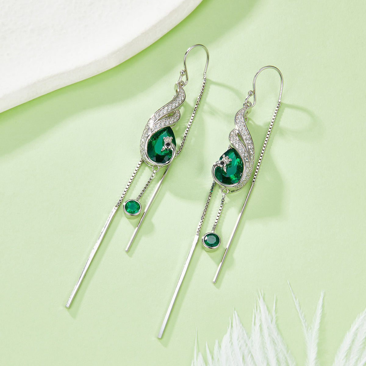 Pear Emerald-Silver 925 Earrings Plated in 18k Gold
