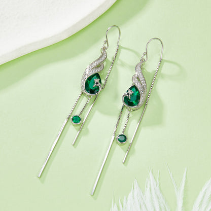 Pear Emerald-Silver 925 Earrings Plated in 18k Gold