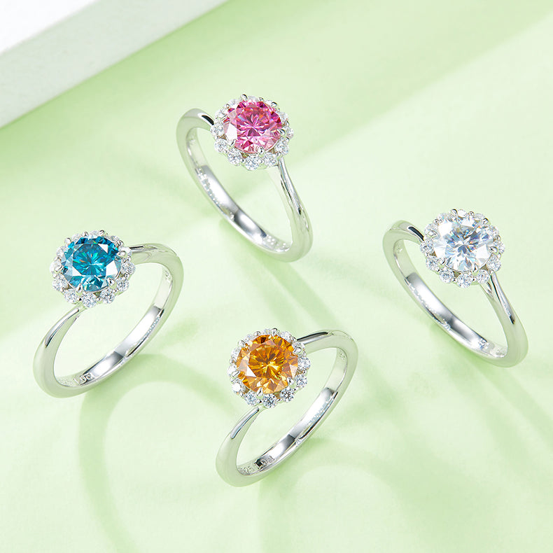 Flame - 1ct Moissanite Silver 925 Ring Plated in 18k Gold