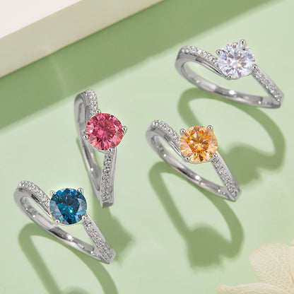 Four Prong - 1ct Moissanite Silver 925 Ring Plated in 18k Gold