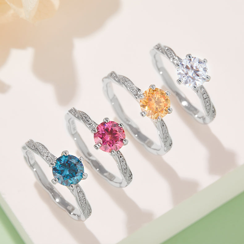 Vortex of Love - 1ct Moissanite Silver 925 Ring Plated in 18k Gold