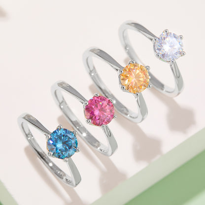 Simple Six Prong - 1ct Moissanite Silver 925 Ring Plated in 18k Gold