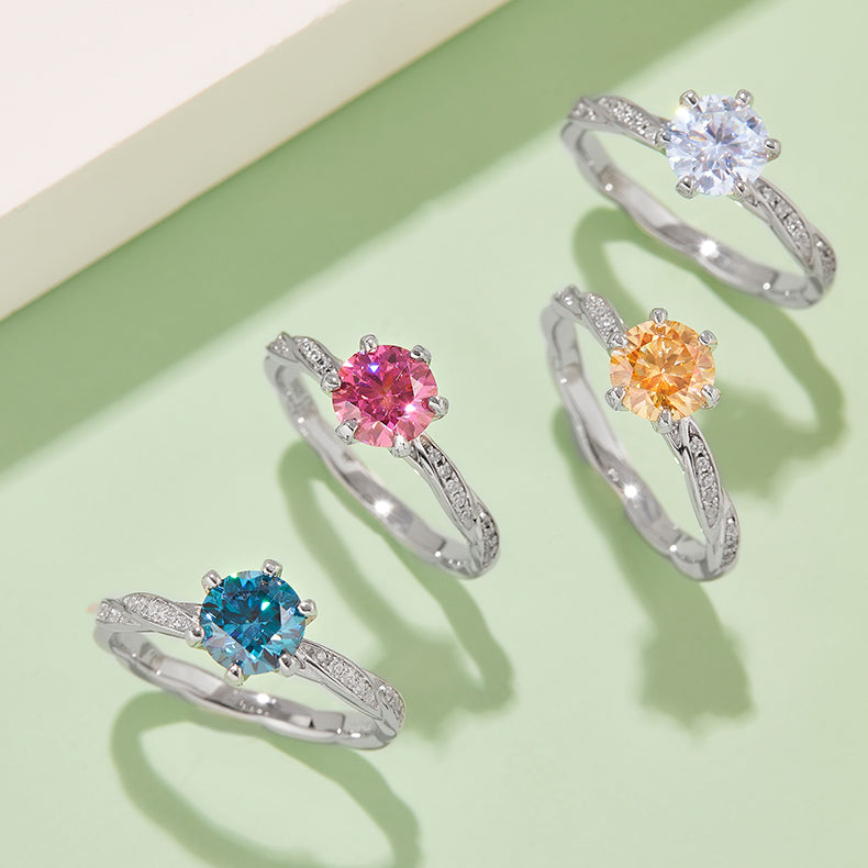 Vortex of Love - 1ct Moissanite Silver 925 Ring Plated in 18k Gold