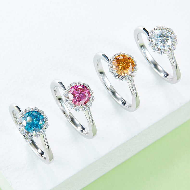 Flame - 1ct Moissanite Silver 925 Ring Plated in 18k Gold