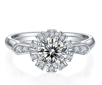 Sun - 1ct Moissanite Silver 925 Ring Plated in 18k Gold
