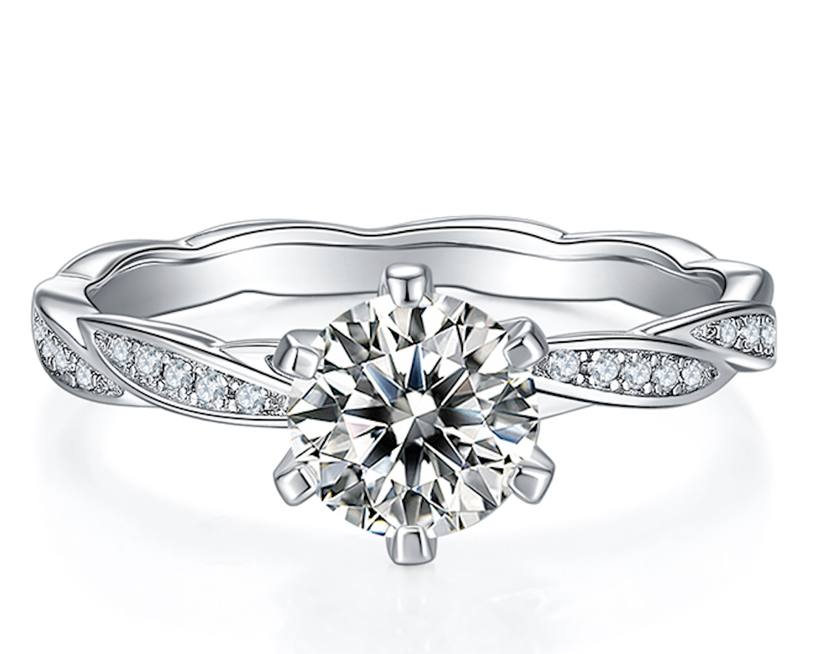 Vortex of Love - 1ct Moissanite Silver 925 Ring Plated in 18k Gold