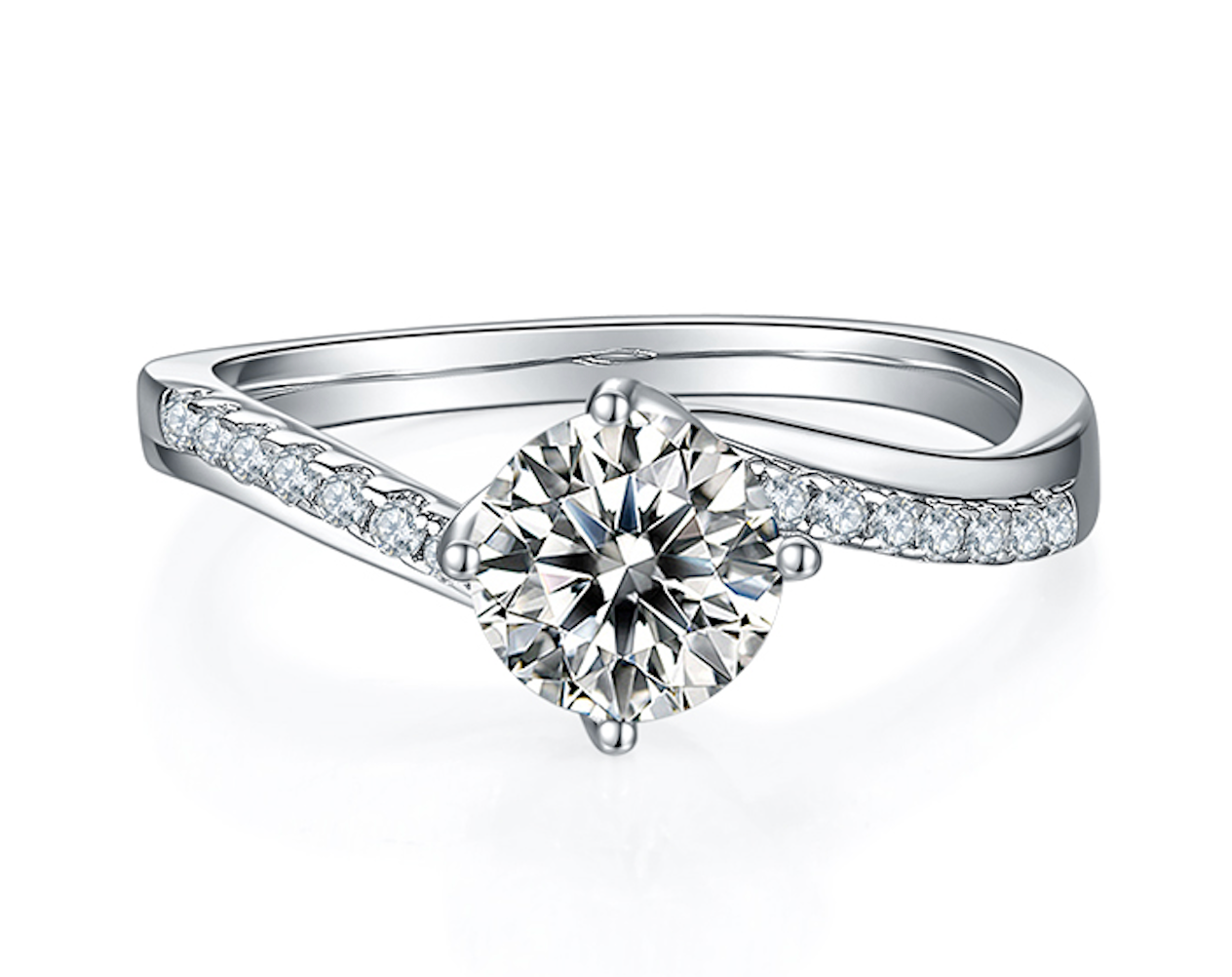 Four Prong - 1ct Moissanite Silver 925 Ring Plated in 18k Gold