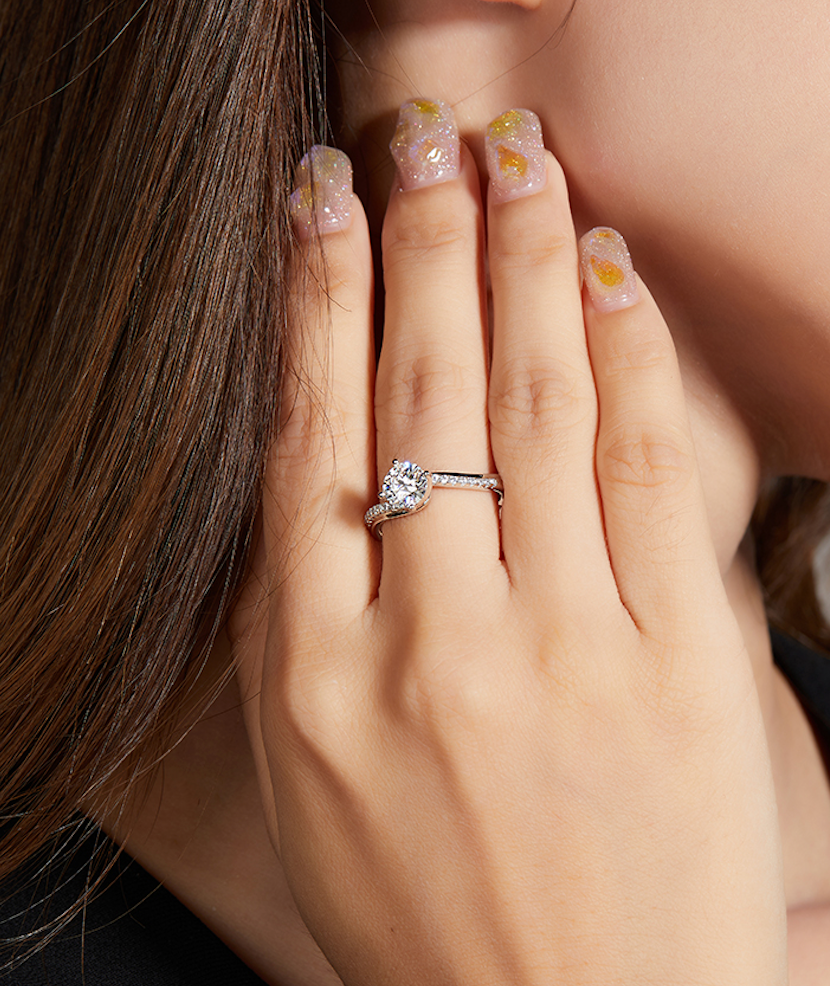 Four Prong - 1ct Moissanite Silver 925 Ring Plated in 18k Gold