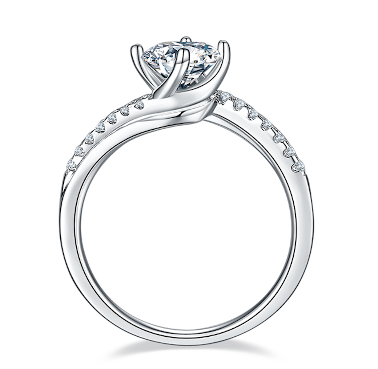 Four Prong - 1ct Moissanite Silver 925 Ring Plated in 18k Gold