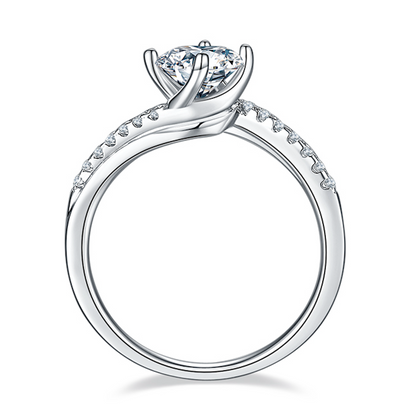 Four Prong - 1ct Moissanite Silver 925 Ring Plated in 18k Gold