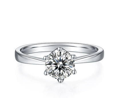 Simple Six Prong - 1ct Moissanite Silver 925 Ring Plated in 18k Gold