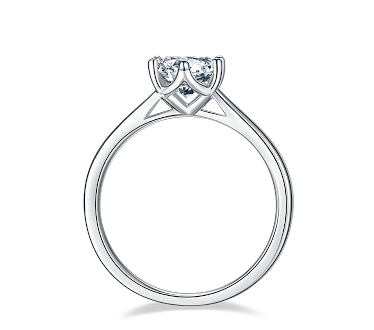 Simple Six Prong - 1ct Moissanite Silver 925 Ring Plated in 18k Gold