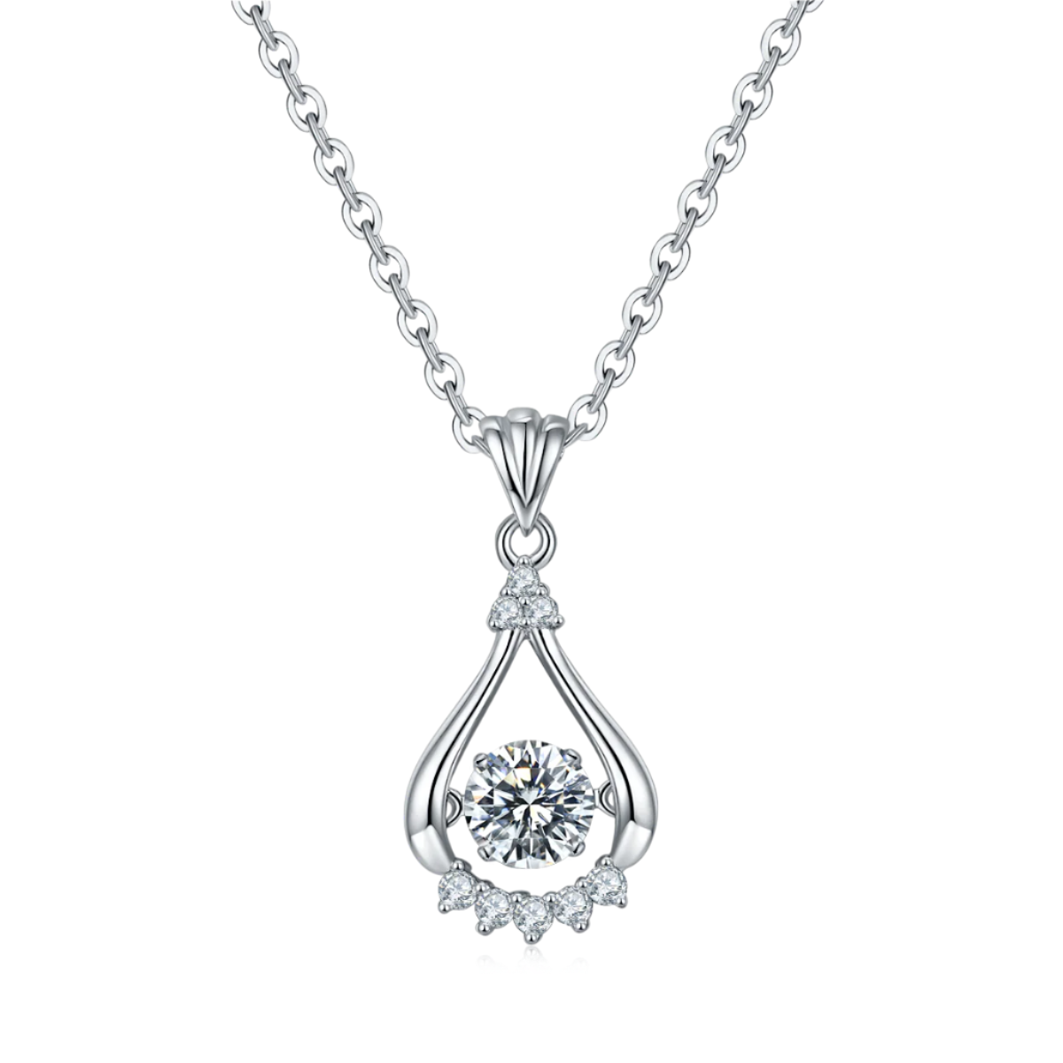 Tears of Happiness-Dancing Moissanite Silver 925 Pendant Plated in 18k Gold