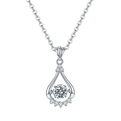 Tears of Happiness-Dancing Moissanite Silver 925 Pendant Plated in 18k Gold