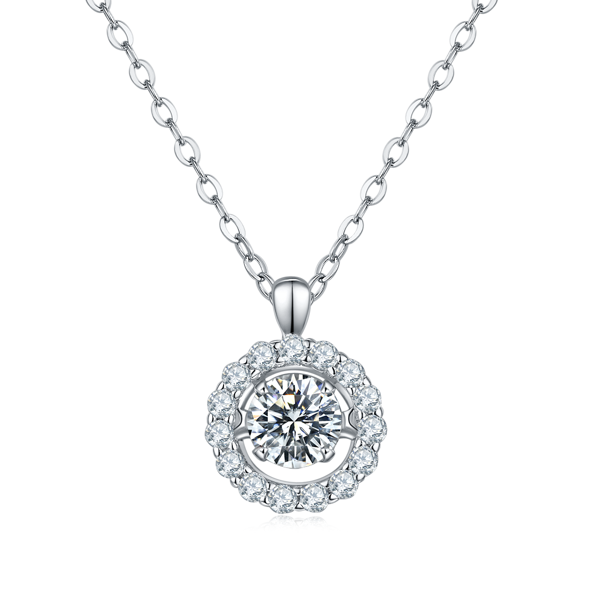 Circle-Dancing Moissanite Silver 925 Pendant Plated in 18k Gold