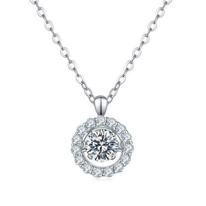 Circle-Dancing Moissanite Silver 925 Pendant Plated in 18k Gold