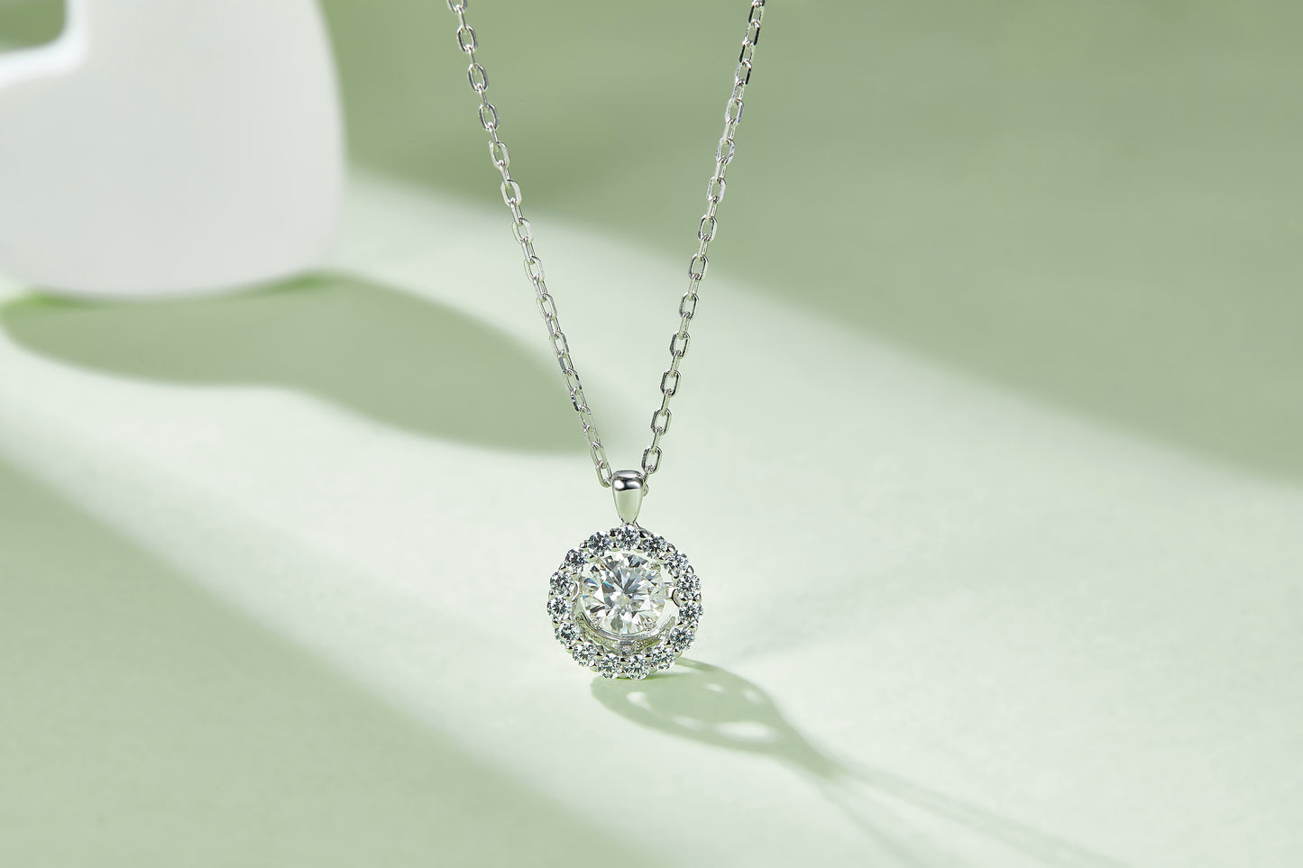 Circle-Dancing Moissanite Silver 925 Pendant Plated in 18k Gold