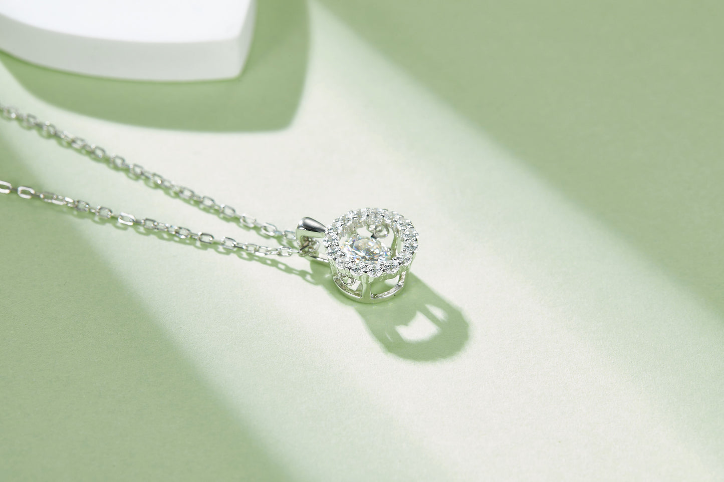 Circle-Dancing Moissanite Silver 925 Pendant Plated in 18k Gold