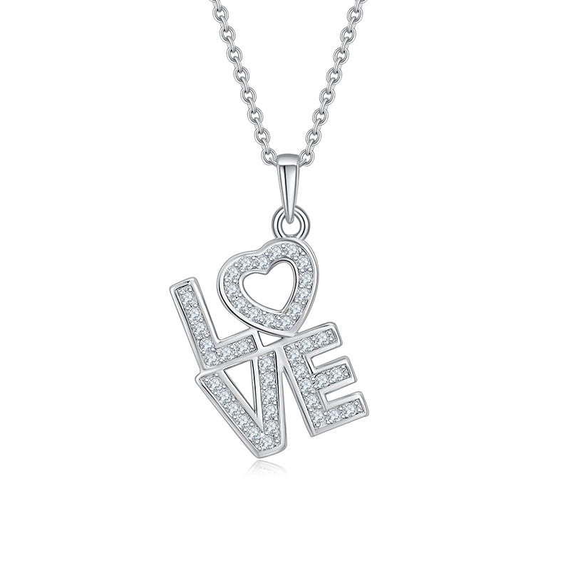 LOVE -قلادة من الفضة 925 مطلية بذهب عيار 18