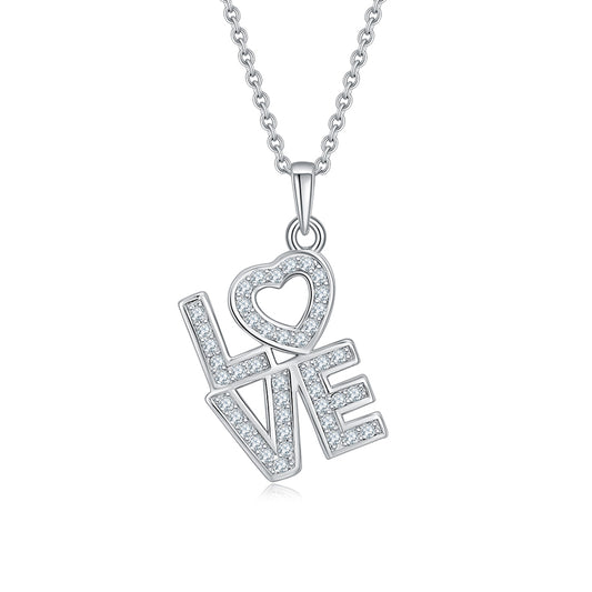 LOVE -قلادة من الفضة 925 مطلية بذهب عيار 18