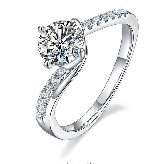 Four Prong - 1ct Moissanite Silver 925 Ring Plated in 18k Gold