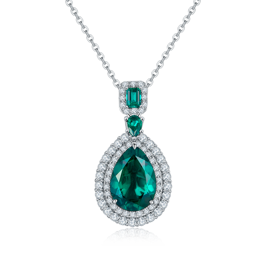 Pear Emerald-Silver 925 Necklace Plated in 18k Gold
