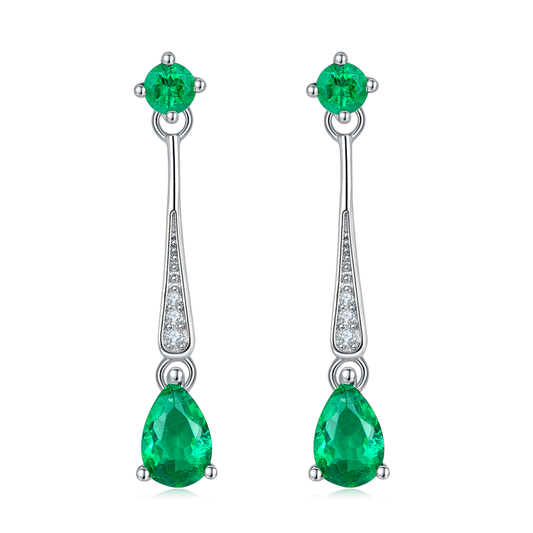 Emerald-Silver 925 Earrings Plated in 18k Gold
