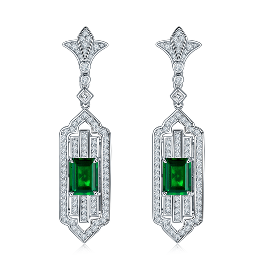 Emerald-Silver 925 Earrings Plated in 18k Gold