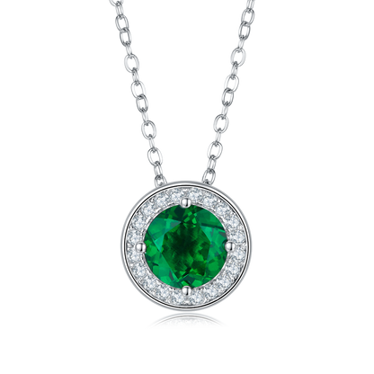 Round Emerald-Silver 925 Necklace Plated in 18k Gold