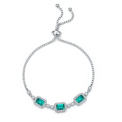 Emerald-Silver 925 Bracelet Plated in 18k Gold