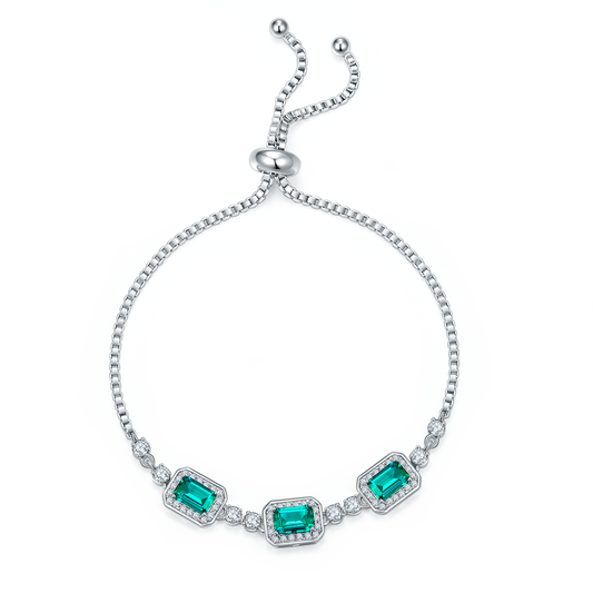 Emerald-Silver 925 Bracelet Plated in 18k Gold