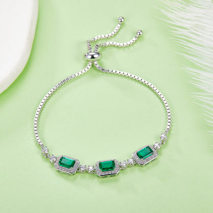 Emerald-Silver 925 Bracelet Plated in 18k Gold