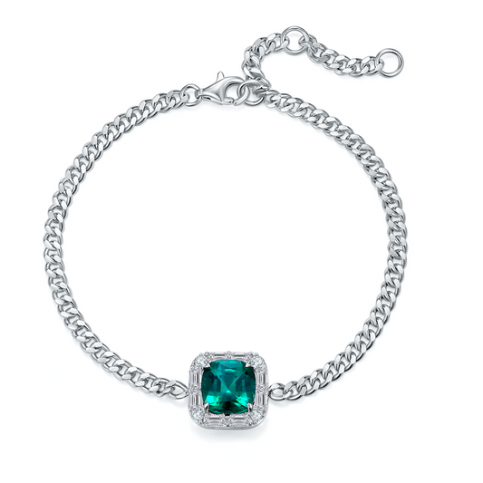 Emerald-Silver 925 Bracelet Plated in 18k Gold