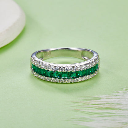 Emerald-Silver 925 Fashion Ring Plated in 18k Gold