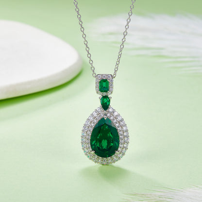 Pear Emerald-Silver 925 Necklace Plated in 18k Gold
