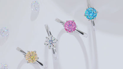 Simple Six Prong - 1ct Moissanite Silver 925 Ring Plated in 18k Gold